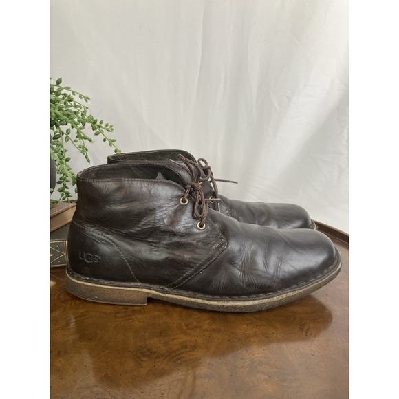 UGG Mens Leighton Chukka Ankle Boots Size 10 Brown Leather & Genuine Sheepskin main image 5